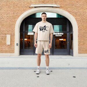 Tan Men's Calm Wolf Clothing short set